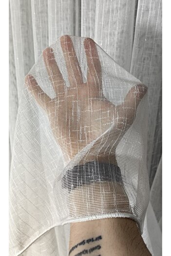 Yuka 1/3 Close Pleat Sequin Linen Tulle Curtain - Non-Crease Ironing and Leaded Skirt