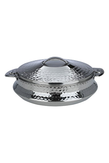 Alsaif Gallery Maxima silver embossed steel food container, 3 liters