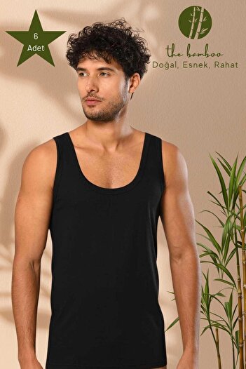 ERDEM İÇ GİYİM Weweus 3-Piece Black Super Thin Men's Natural Bamboo Tank Top 11143