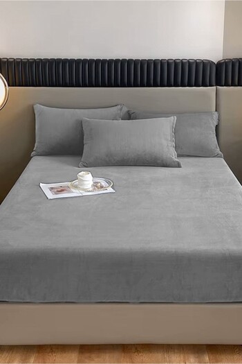 Mulberry Velvet Fabric Fitted Elastic Sheet Set 160X200+30 cm