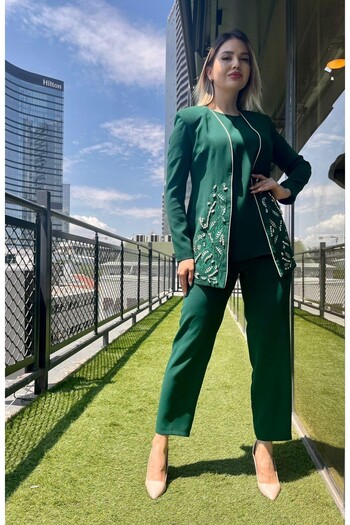 White Corner 2575 Hand Embroidered Suit over Embroidered