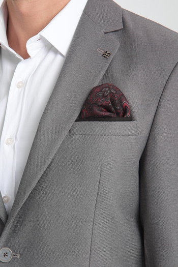 Frappoli Alfredo Men's Gray Mono Neck Linen Print Slim Fit Sports Blazer Jacket