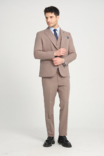 Frappoli Slim Fit Men's Solid Mono Neck Double Slit Lined Suit Dress