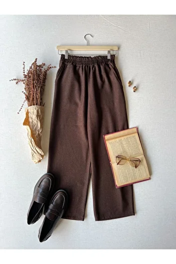 KÜÇÜĞÜM BUTİK Wool Effect Brown Trousers