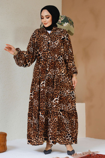 Neva Style Leopard Print Hijab Dress 20572Lp