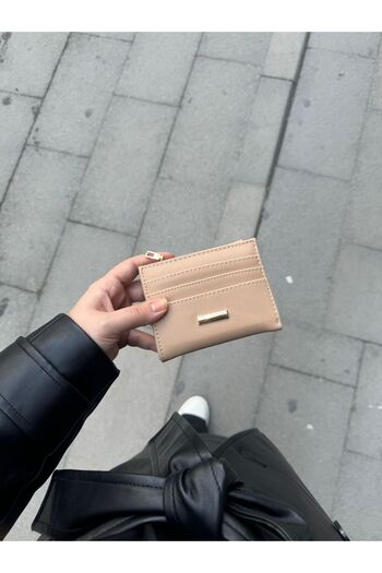 Moda Sekiz Дамски портфейл от норка с 13 отделения Портфейл с държач за карти с магнитно затваряне