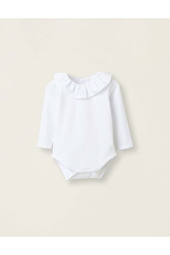 Ziddy BODYSUIT-BLOUSE WITH RUFFLES IN COTTON FOR NEWBORN GIRLS WHITE