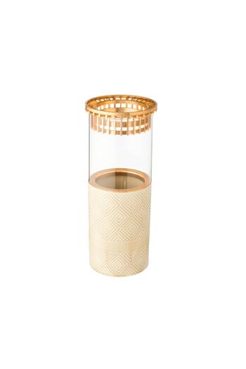 Dania Beige glass and porcelain vase, 26×10