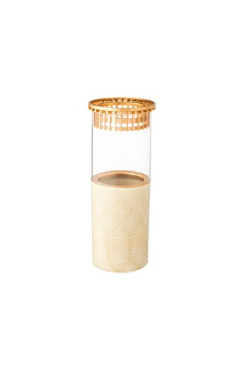 Dania Beige glass and porcelain vase, 26×10