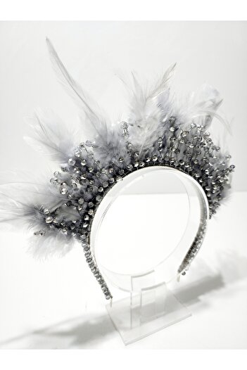 ARBABAG&ACCESSORY BRIDE-AFTER PARTY BIRD FEATHER AND GLASS BEADED CROWN