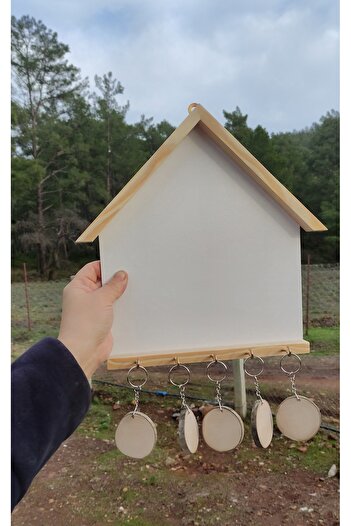 Oduncudünyası Paintable Keychain Board with 25X30Cm White Wooden Frame