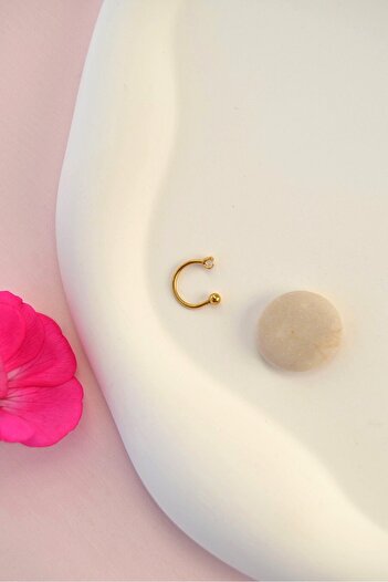 Sacce Scarves&Accessories 316 L Çelik Burun Piercingi Zirkon Taşlı Smiley Yarım Halka Piercing