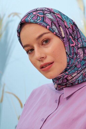 İpekhan Yakamoz Purple Cotton Viscose Scarf