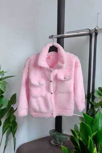Urz Kids Girls' Lol Patterned Plush Coat Girls' Lol Themed Plush Cardigan Plush Coat