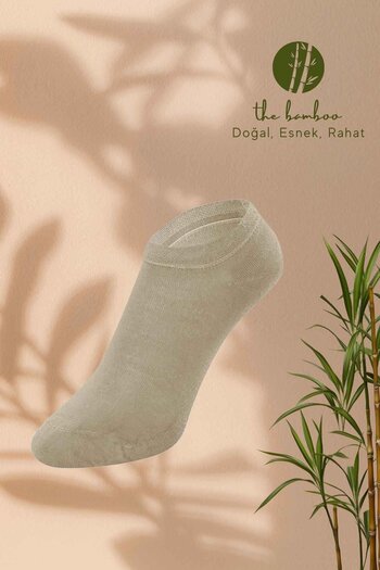 ERDEM İÇ GİYİM Weweus Beige Natural Bamboo Luxury Super Thin Men's Sneaker Socks 267