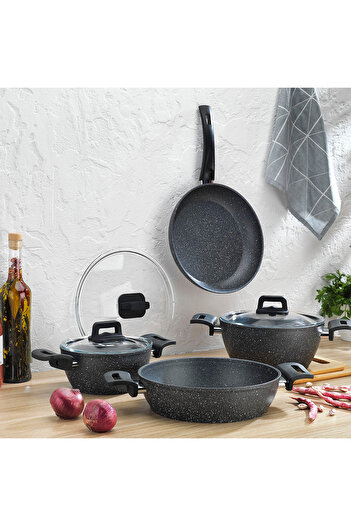 Schafer Nová sada hrnců Stark Granite-7 kusů-antracit