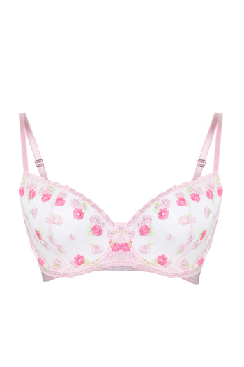 Trendyol Curve Pink Floral Lace Capless Plus Size Bra TBBSS24CW00002
