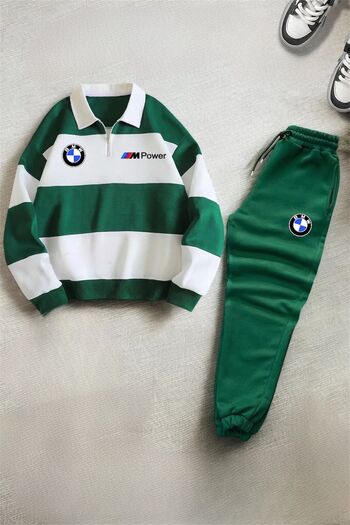 NewCabin Σετ αθλητικής φόρμας BMW Printed New Season Polo Collar - Μισό φερμουάρ, Χειμερινό σετ 3 νημάτων