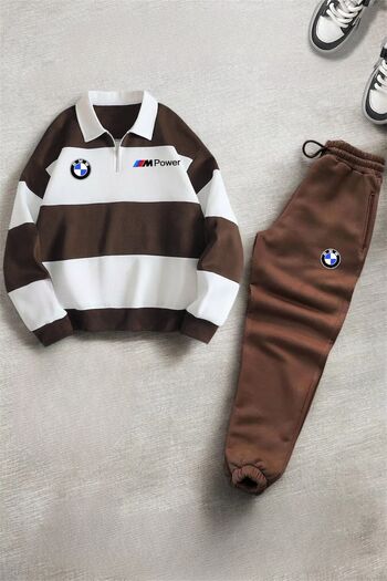 NewCabin Σετ αθλητικής φόρμας BMW Printed New Season Polo Collar - Μισό φερμουάρ, Χειμερινό σετ 3 νημάτων