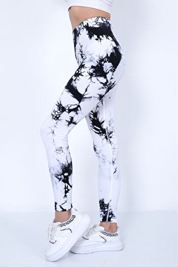 Koza Butik Strângere de fitness pentru femei cu talie înaltă cu model Tie Dye 16160 0031-25