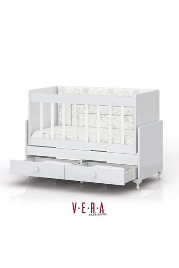 temosan mobilya Anne Yanı Sallanır Bebek Beşiği, Gri Uyku Setli, Yataklı, Çekmeceli 60 X 120