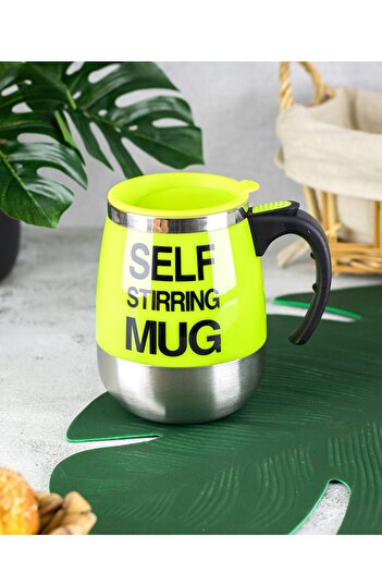 HIC steel self mug with self stirring green color