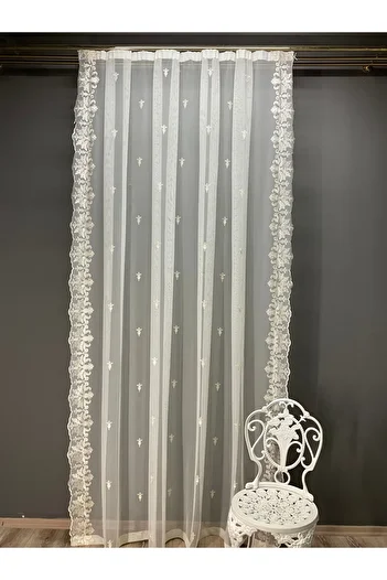 CASA NATURALE Embroidered Greek Tulle Curtain 8896-01-422