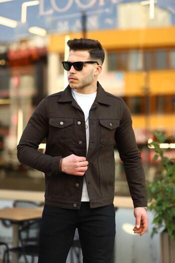 Pobudo Dark Brown Men's Denim Jacket