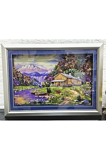 atabey home ÖZEL %100 EL YAPIMI RÖLYEF TABLO 3D MUHTEŞEM DOĞA MANZARALI 58 CM