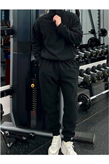 MOONBULL Men's Non-Pilling Fit Bato Collar Cold-Proof Fleece Tracksuit Set