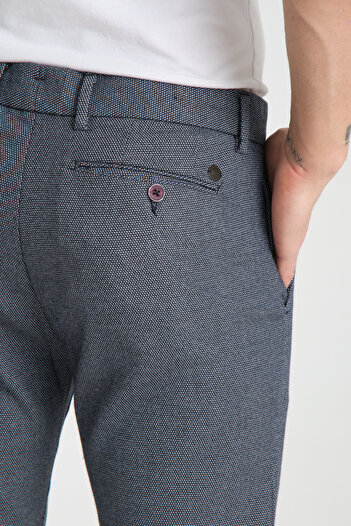 Frappoli Kalın Desenli Erkek Yandan Cepli Klasik Bel Slim Fit Chino Pantolon