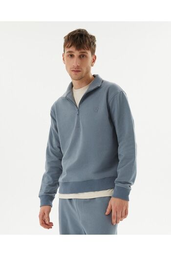 Ayma Active Blue Men's Organic Cotton Stand Collar Sweatshirt