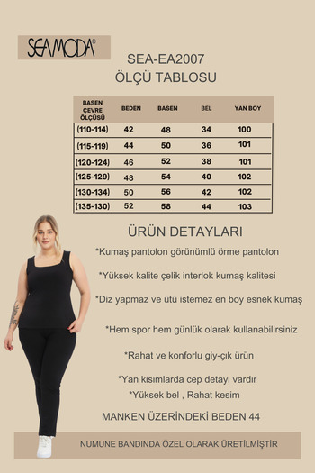 Seamoda Pantaloni negri tricotați cu picior de damă
