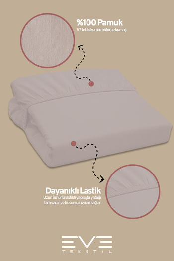 Eve Tekstil Fitted High Quality Combed Cotton Fabric Double Fitted Sheet