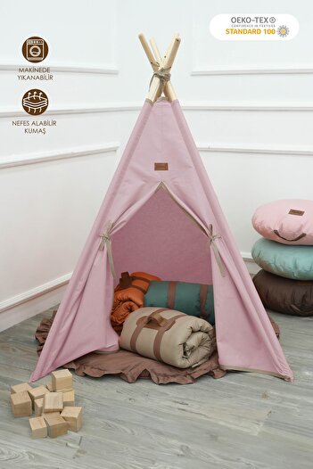 mordesign Kızılderili Çocuk Oyun Çadırı, Kreş/Anaokulu Oyun Alanı, Ahşap Oyun Çadırı,Pencereli Çadır,Play Tent