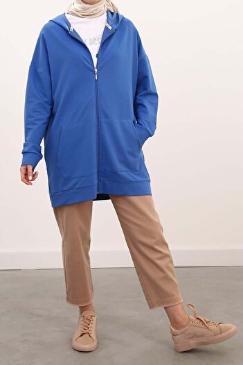 ALLDAY Tile Blue-Zip Sweat Cardigan