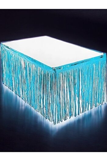 VibeHome Blue Color Metallized Table Skirt - for Birthday Party and Fun Events