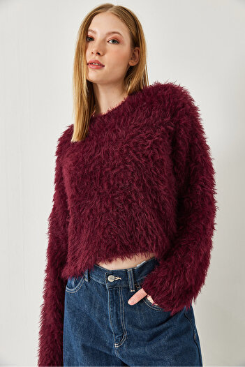 Bianco Lucci Women's Furry Knitwear Sweater 241223 60261213