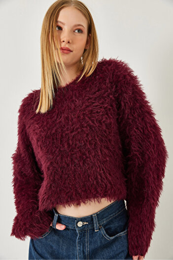 Bianco Lucci Women's Furry Knitwear Sweater 241223 60261213