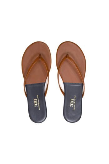 Tkees Women's Classic Stylish Casual Navy Blue/Tan Flip Flops