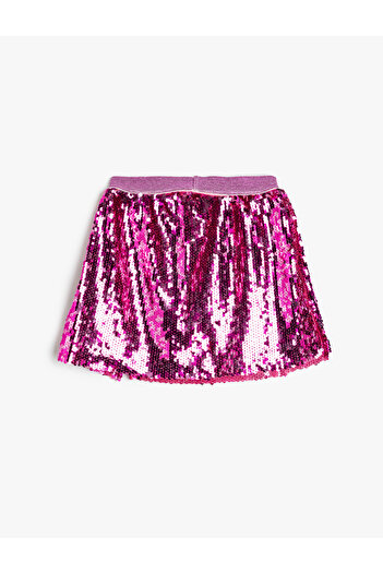 Koton Sequined Mini Skirt with Elastic Waist