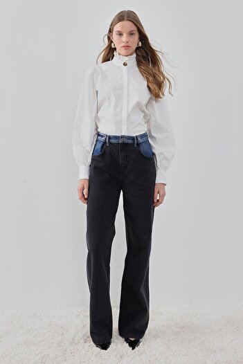 pieces of melon Comfortable Cut Black Wide Leg Jeans