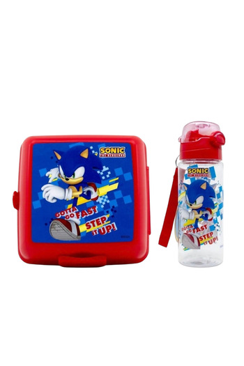 Sonic Red Four Compartment Lunch Box and Automatic Lid 500ml Water Bottle Set