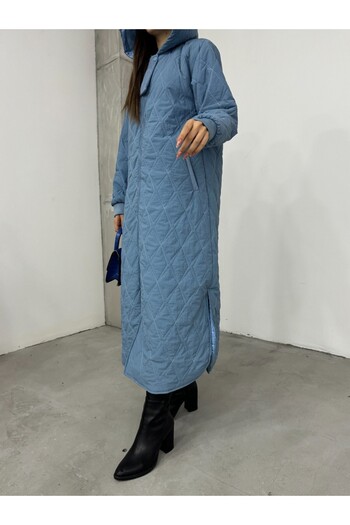 Modamorfo Gefütterte Steppmütze mit Kapuze - blau