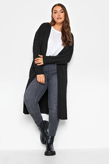 Stil Diva Large Size Long Sleeve Maxi Long Knitwear Knitted Cardigan301879