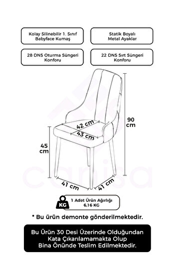 Canisa Concept Trex Serisi 1.sınıf Babyface Kumaş 1 Adet Pembe Sandalye Beyaz Metal Ayak