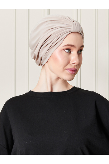 ada sanatsal Stone Color Pleated Practical Stripe Bonnet