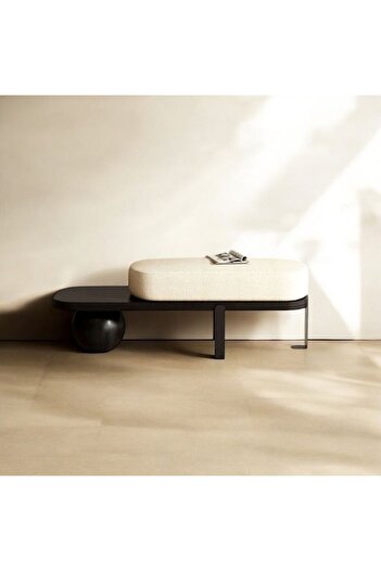 KURLUMOBİLYA Siyah Bench Puf (100) Cm Uzunluk
