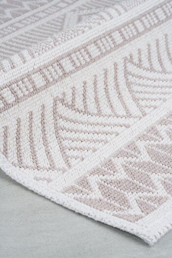 Bluenity Marina Natural Cotton 2-Piece Bath Mat Set 60x100 50x60 Cm - Beige