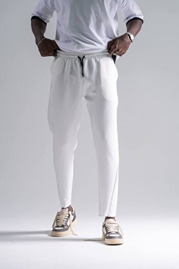 Superbluemexico Men's Seasonal Basic Rubber White Trousers